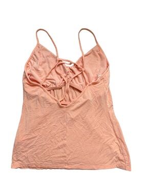 Fabletics Viscose Peach Strappy Tank Top w/ Shelf Bra Built In Size Large
